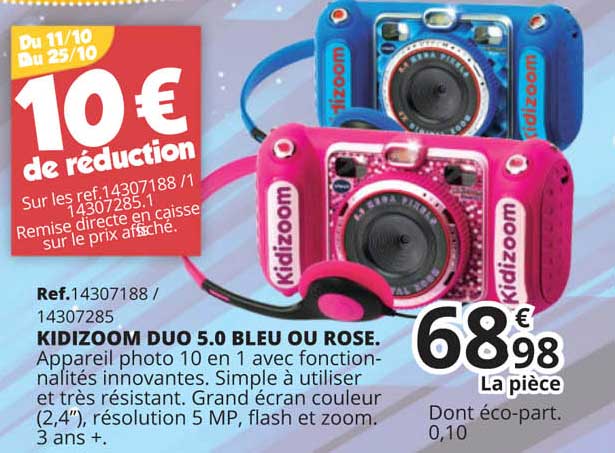 kidizoom duo 5.0 bleu ou rose.