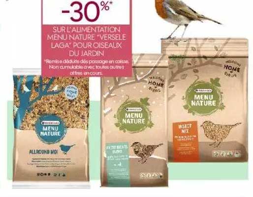 l'alimentation menu nature "versele laga" pour oiseaux du jardin