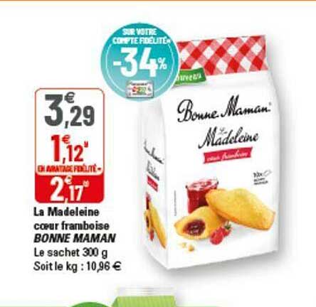 la madeleine cœur framboise bonne maman