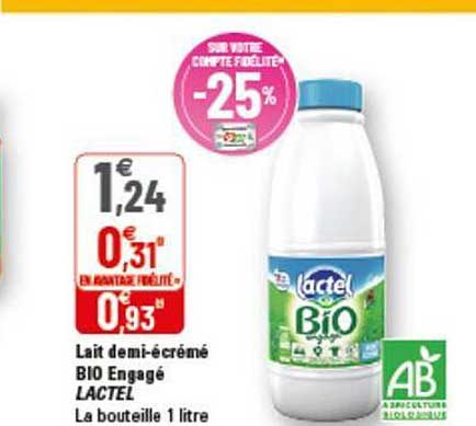 lait demi-écrémé bio engagé lactel