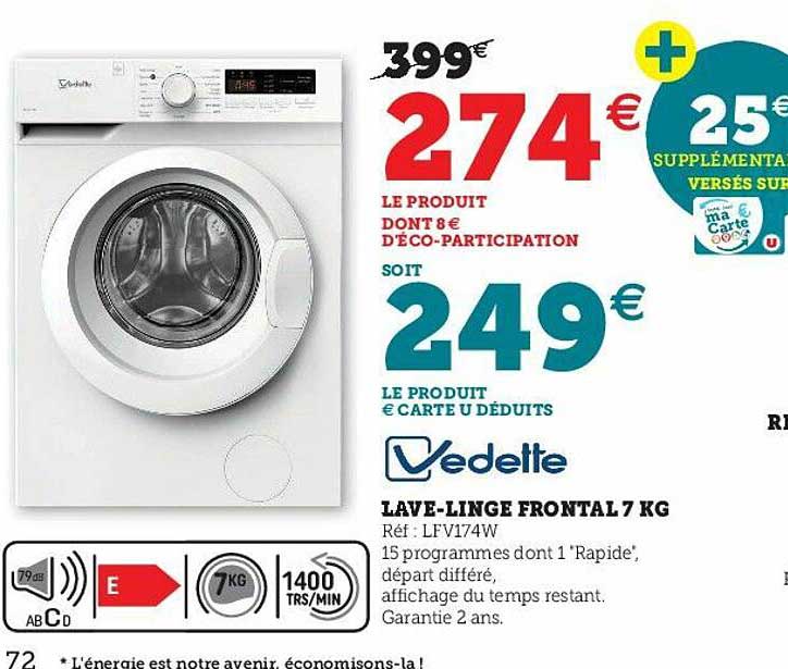 lave-linge frontal 7 kg vedette
