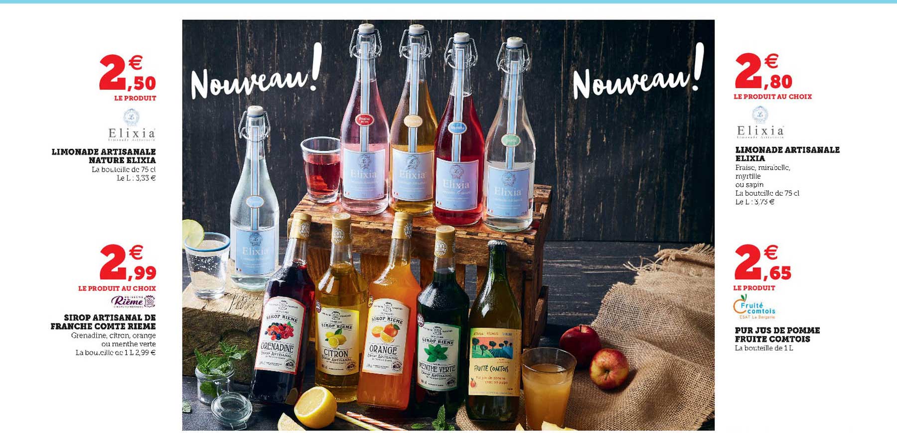 limonade artisanale nature elixia, sirop artisanal de franche comte rieme, limonade artisanale elixia, pur jus de pomme fruité comtois