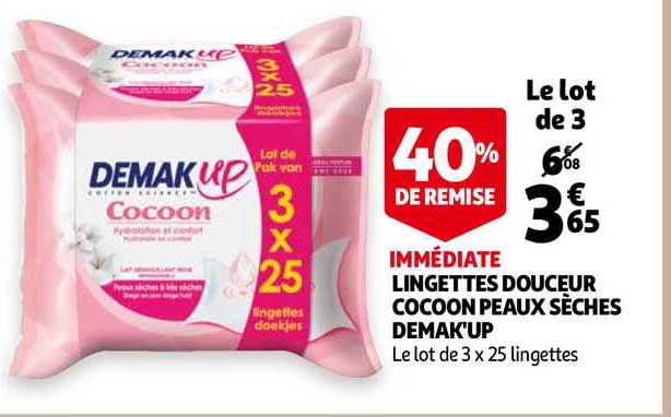 lingettes douceur cocoon peaux sèches demak'up