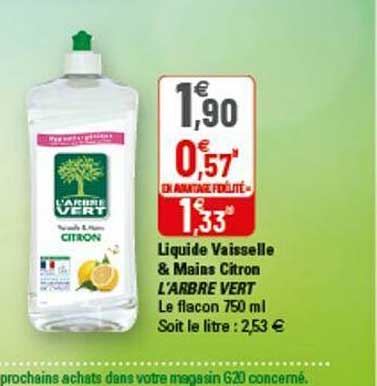 liquide vaisselle & mains citron l'arbre vert