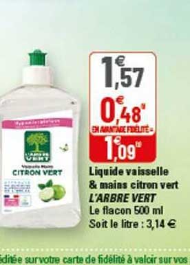 Liquide Vaisselle à Mains Citron Vert L'arbre Vert