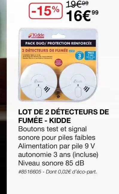 lot de 2 détecteurs de fumée - kidde