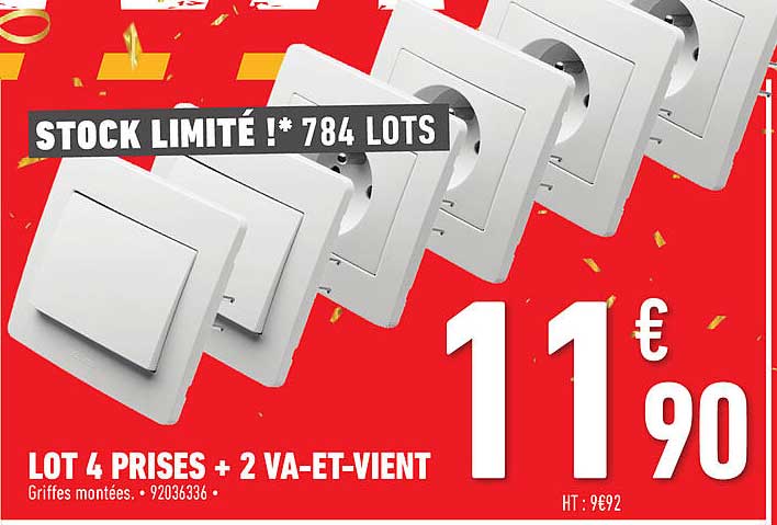 lot de 4 prises + 2 va-et-vient