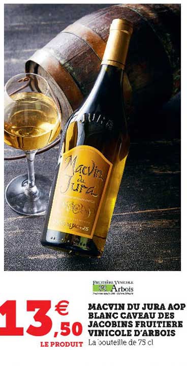 macvin du jura aop blanc caveau des jacobins fruitière vinicole d'arbois