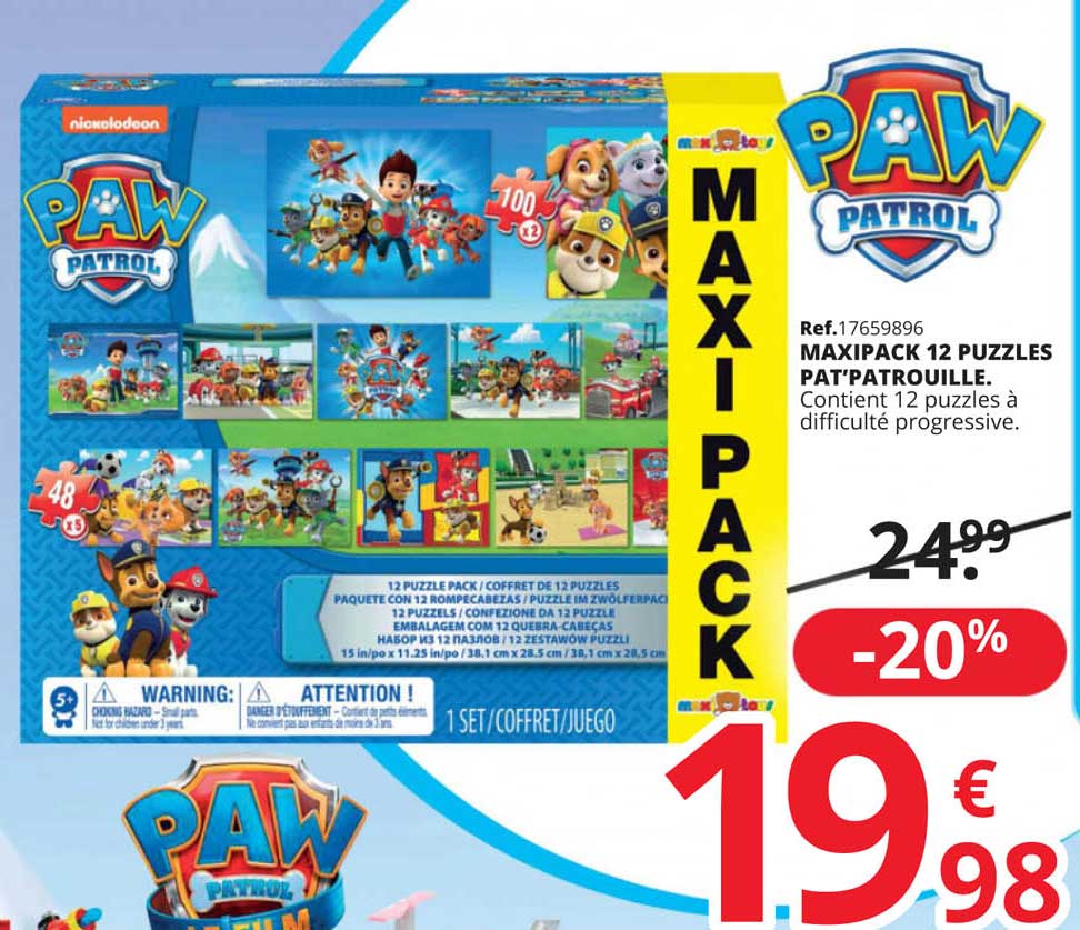 maxipack 12 puzzles pat'patrouille