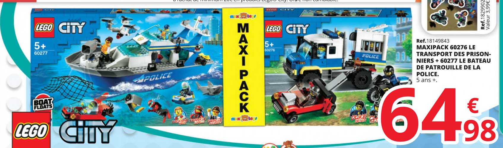 maxipack 60276 le transport des prisonniers + 60277 le bateau de patrouille de la police