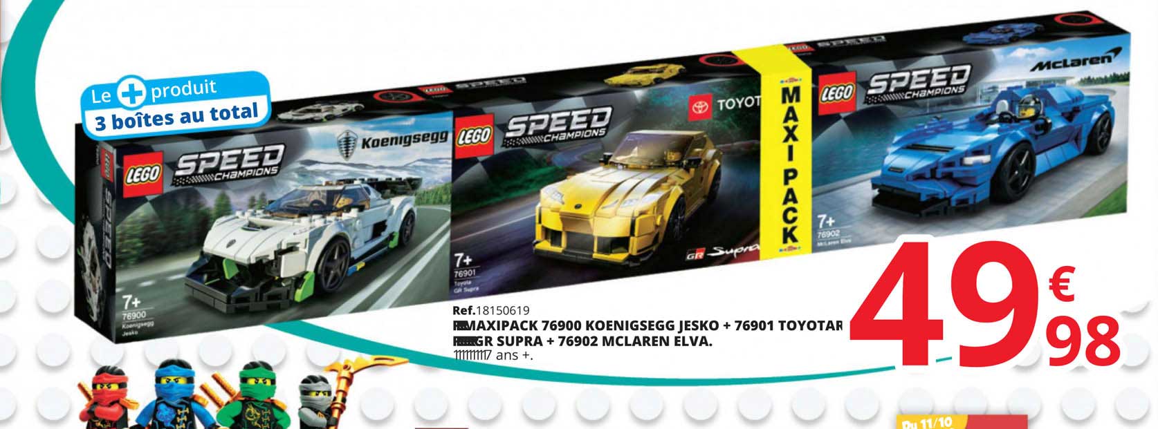 maxipack 76900 koenigsegg jesko + 76901 toyotar gr supra + 76902 mclaren elva