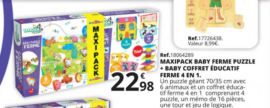 maxipack baby ferme puzzle + baby coffret éducatif ferme 4 en 1
