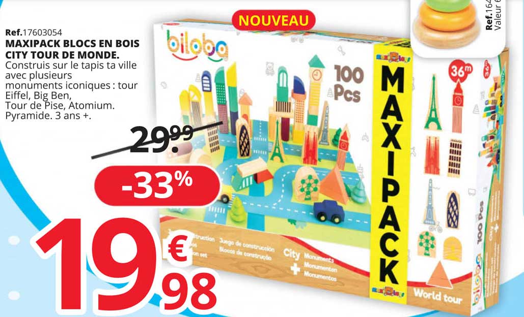 maxipack blocs en bois city tour de monde