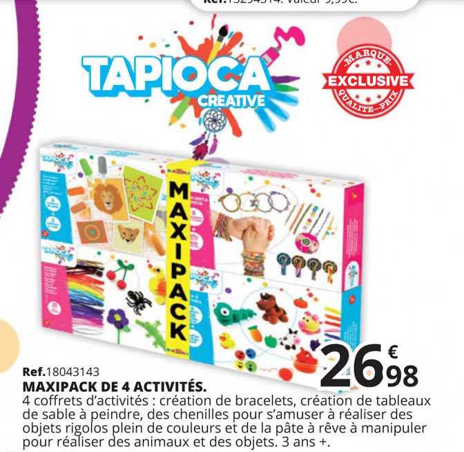 maxipack de 4 activités tapioca creative