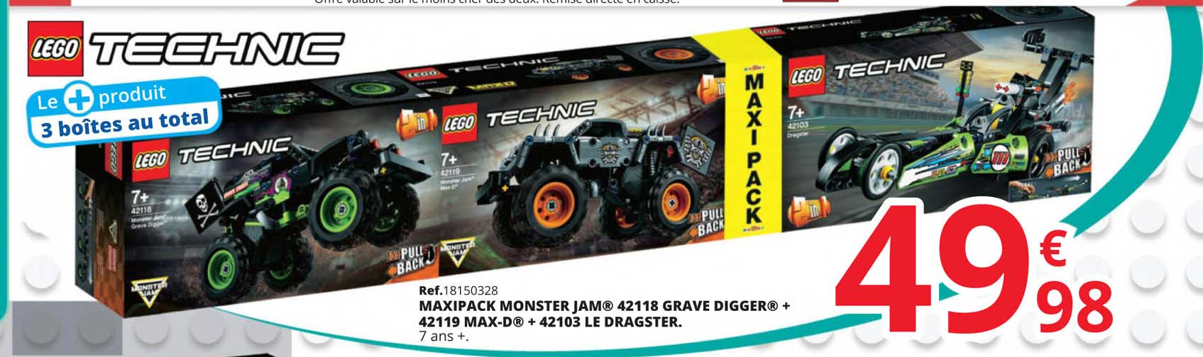 maxipack monster jam 42118 grave digger + 42119 max-d + 42103 le dragster