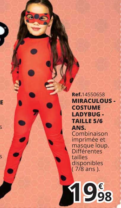 miraculous - costume ladybug - taille 5-6 ans
