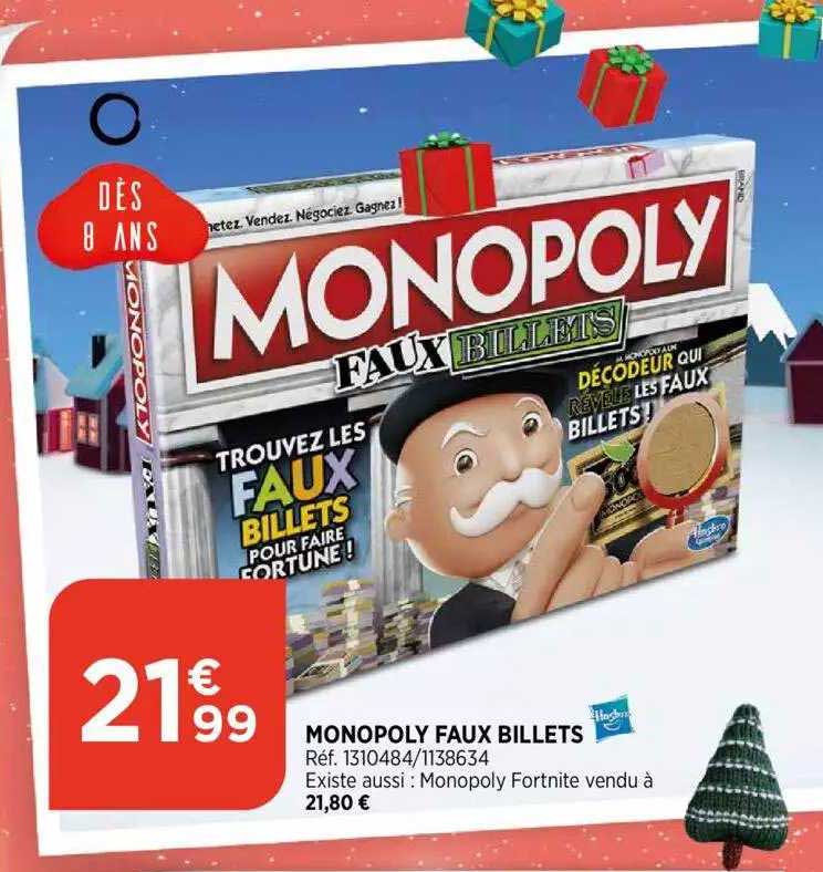 monopoly faux billets hasbro gaming