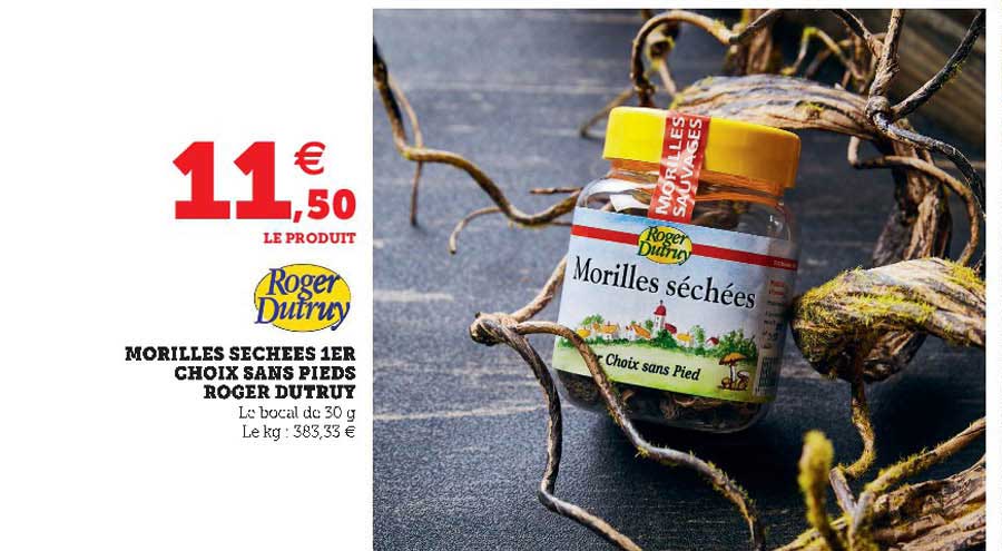 morilles séchées 1er choix sans pieds roger dutruy