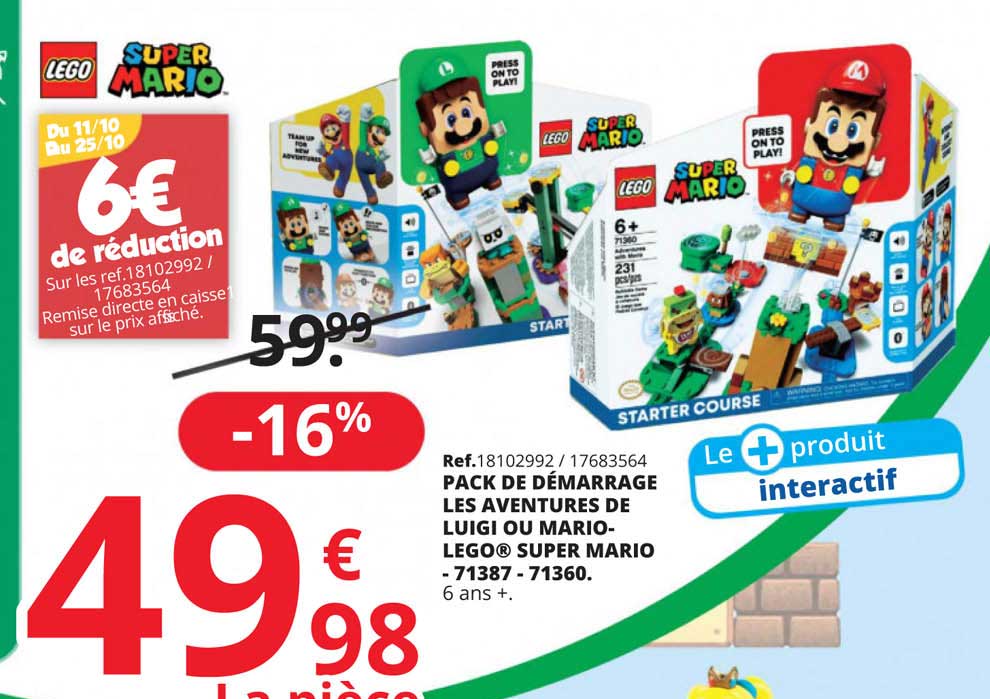 pack de démarrage les aventures de luigi ou mario - lego® super mario -