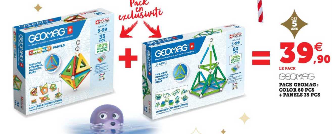 pack geomag : color 60 pcs + panels 35 pcs