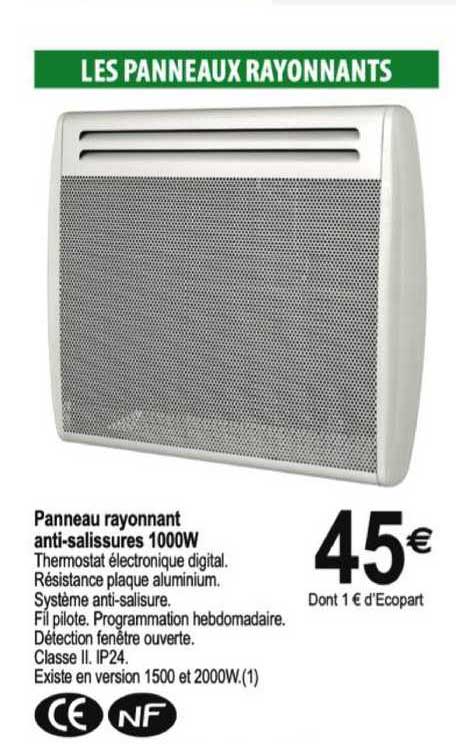 panneau rayonnant anti-salissures 1000w