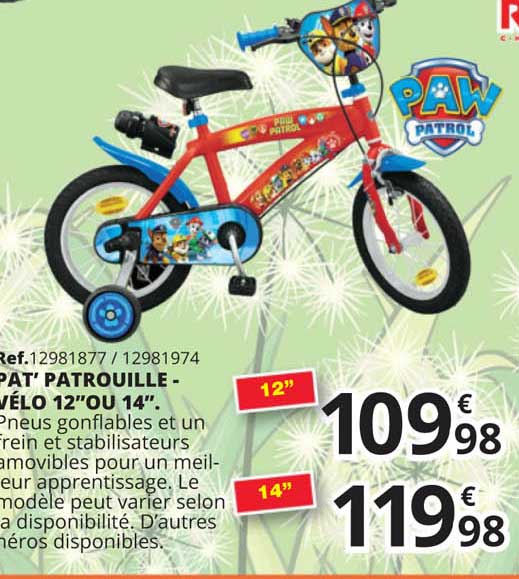 pat' patrouille vélo 12" ou 14"
