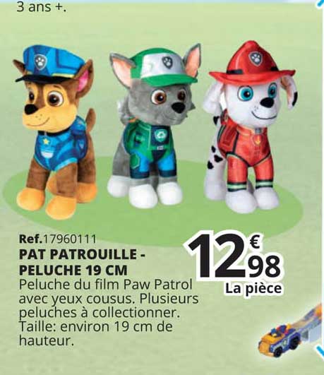 pat patrouille - peluche 19 cm