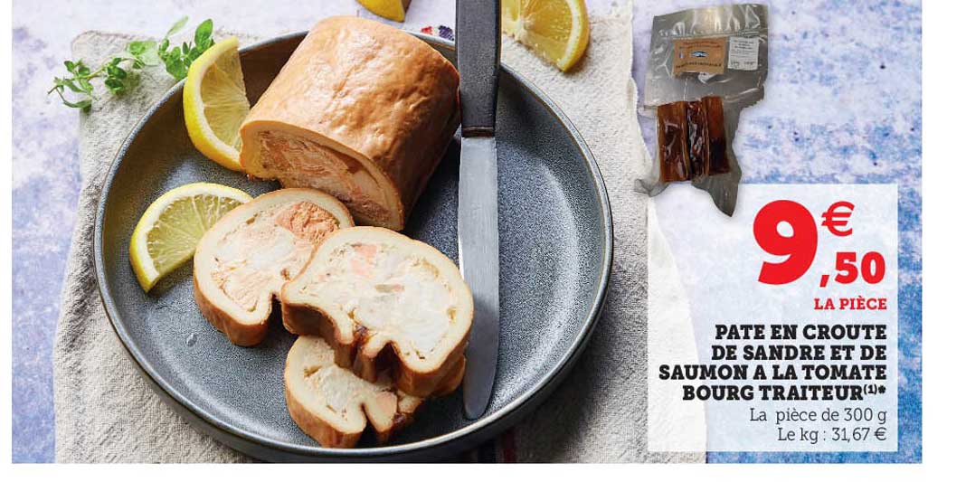 pâte en croute de sandre et de saumon à la tomate bourg traiteur