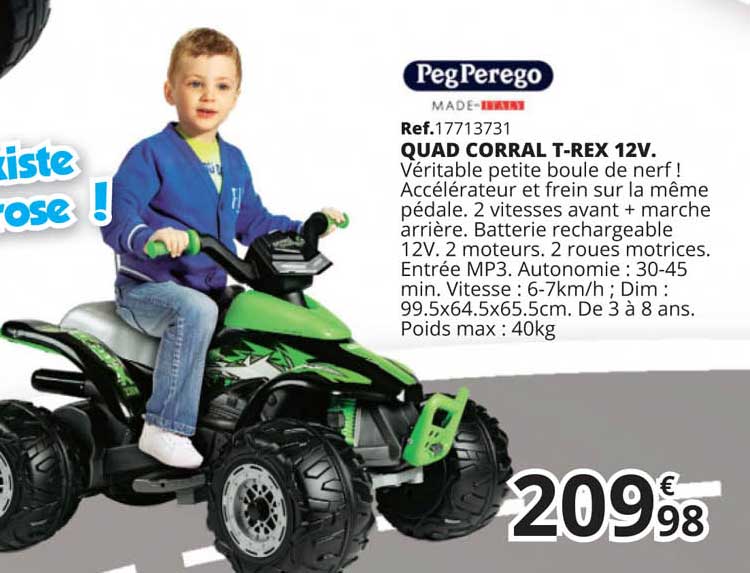 peg perego quad corral t-rex 12v