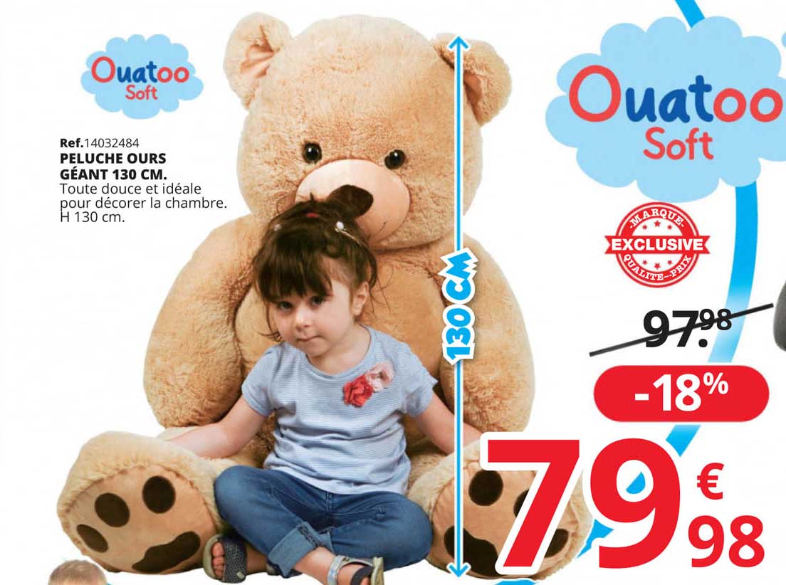Peluche Ours Géant 130 Cm