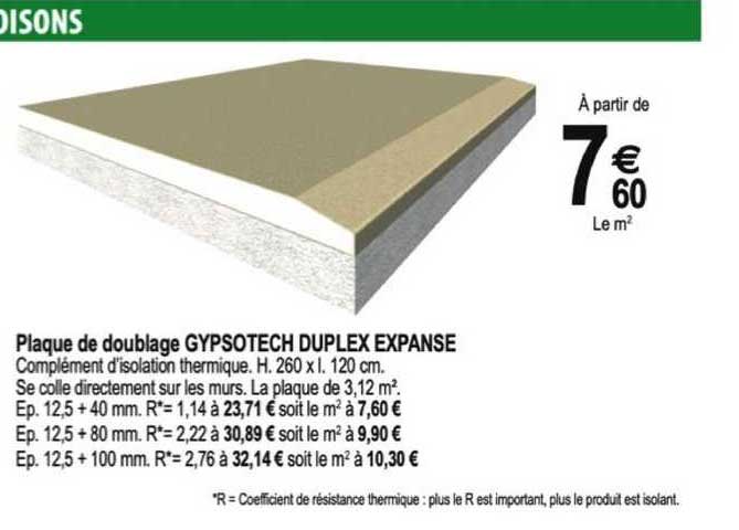 plaque de doublage gypsotech duplex expanse