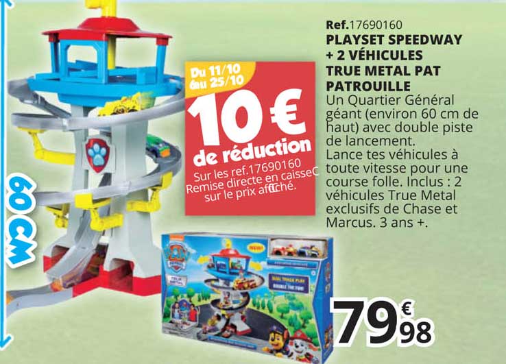 playset speedway + 2 véhicules true metal pat patrouille
