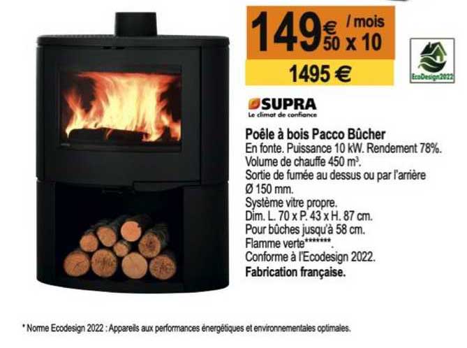 poêle à bois pacco bûcher supra