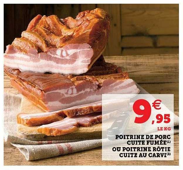 poitrine de porc cuite fumée ou poitrine rôtie cuite au carvi