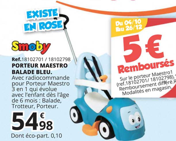 porteur maestro balade bleu smoby
