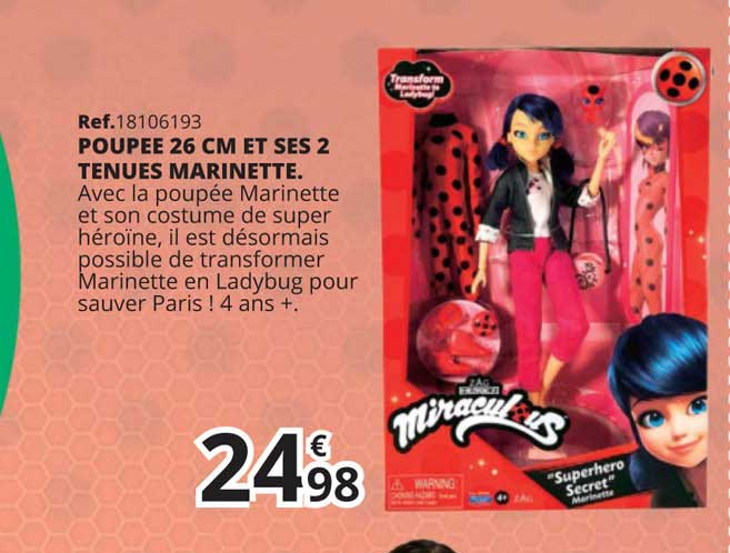 poupée 26 cm et ses  tenues marinette