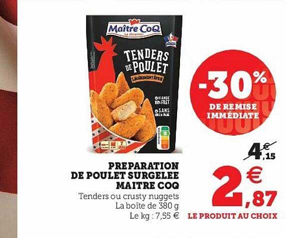 préparation de poulet surgelée maître coq