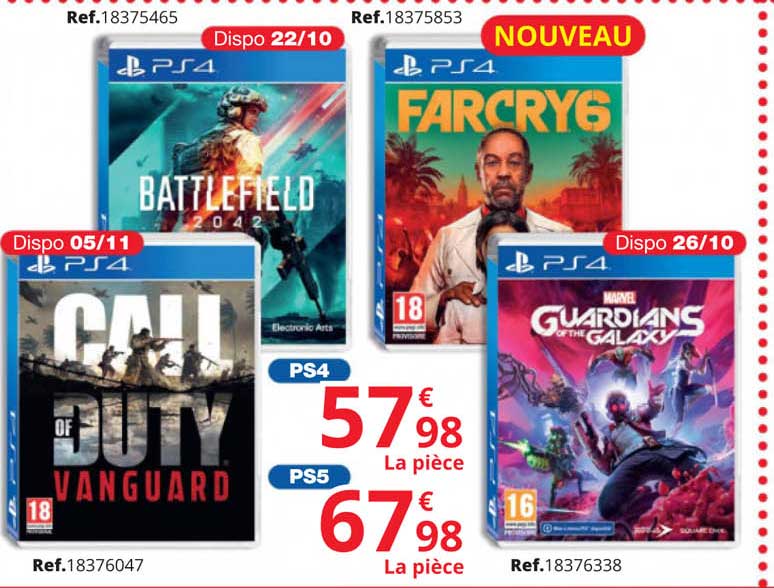 ps4, ps5 call duty vanguard, battlefield, farcry6, guardians of the galaxy