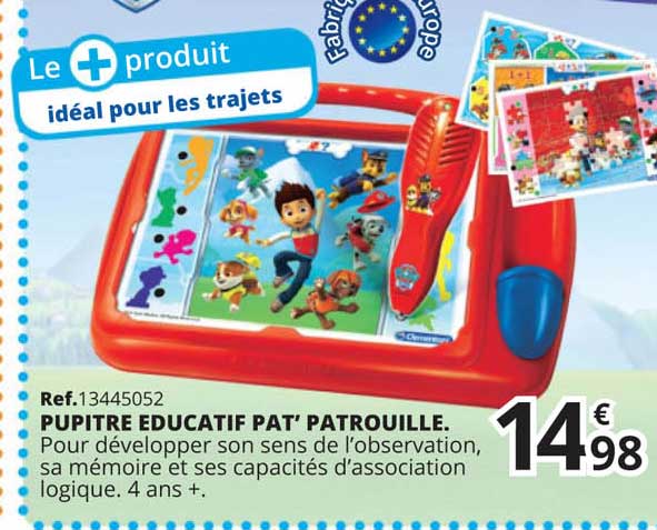 pupitre éducatif pat' patrouille