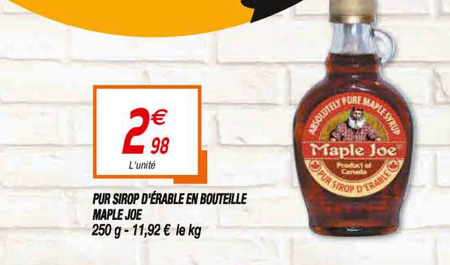 pur sirop d'érable en bouteille maple joe
