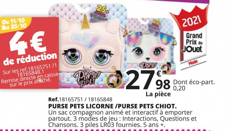 Purse Pets Licorne Purse Pets Chiot