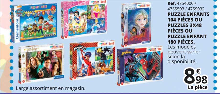 puzzle enfants 140 pièces ou puzzles 3x48 pièces oui puzzle enfant 180 pièces