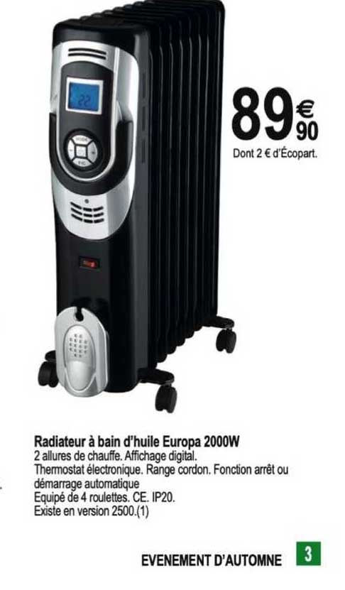 radiateur à bain d'huile europa 2000w