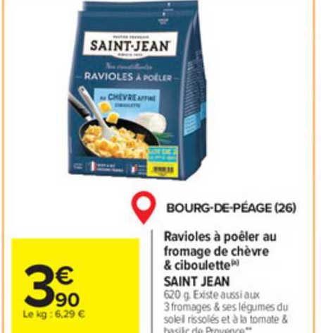 Ravioles à Poêler Au Fromage De Chèvre & Ciboulette Saint Jean