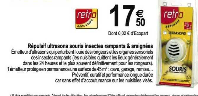 répulsif ultrasons souris insectes rampants & araignées retro