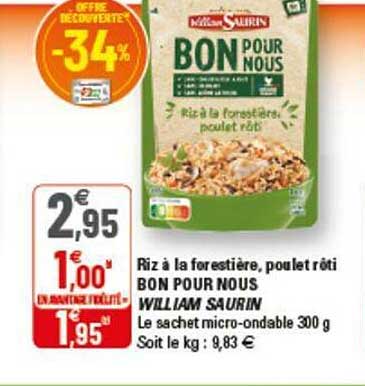 riz à la forestière, moulet rôti bon pour nous william saurin