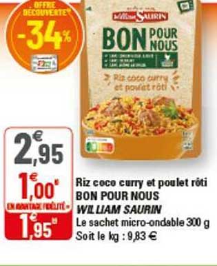 riz coco curry et poulet rôti bon pour nous william saurin