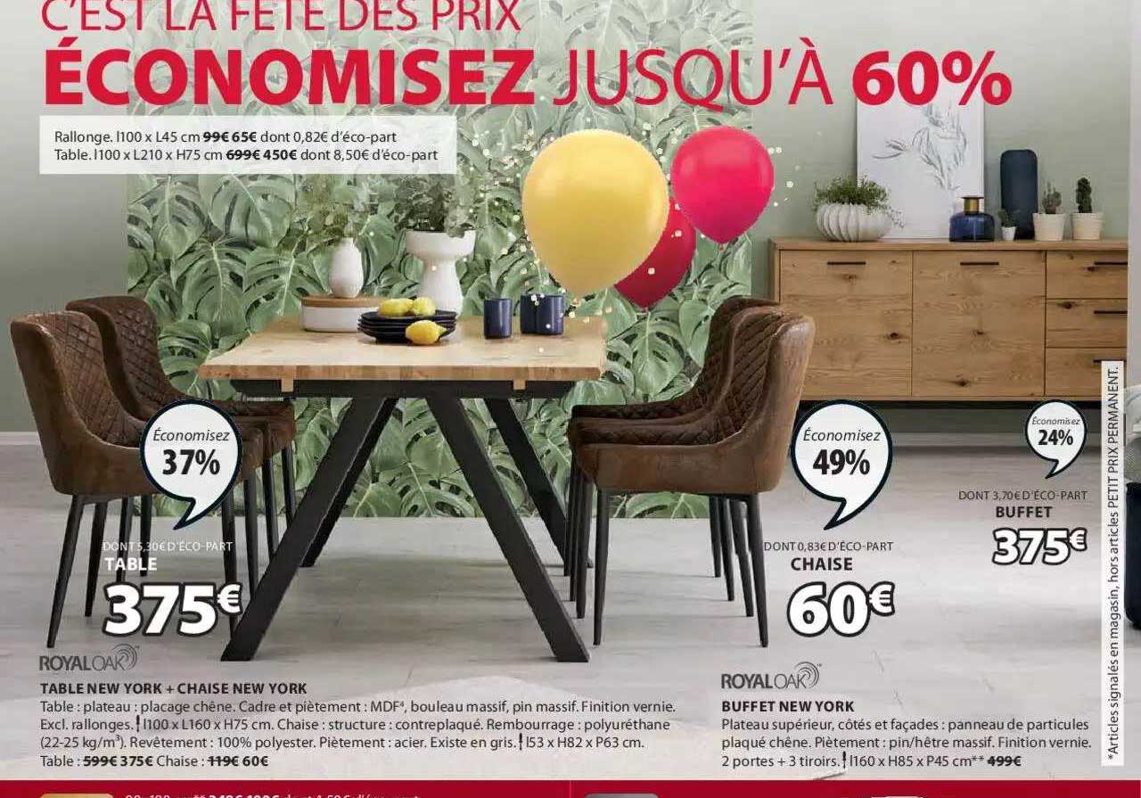 royaloak table new york + chaise new york buffet new york