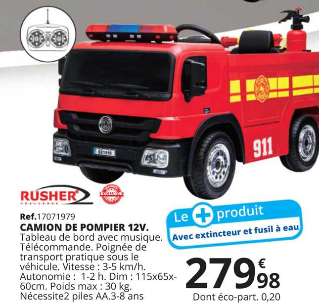 Rusher Camion De Pompier 12v