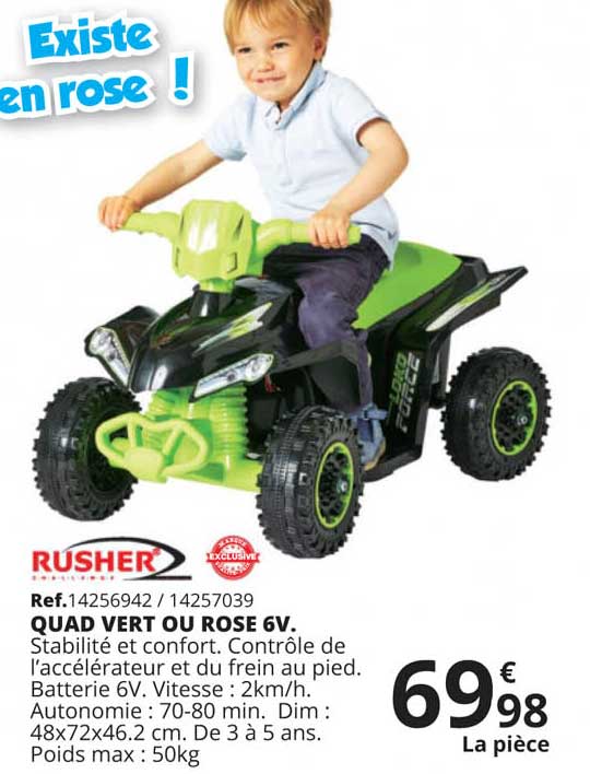 rusher quad vert ou rose 6v